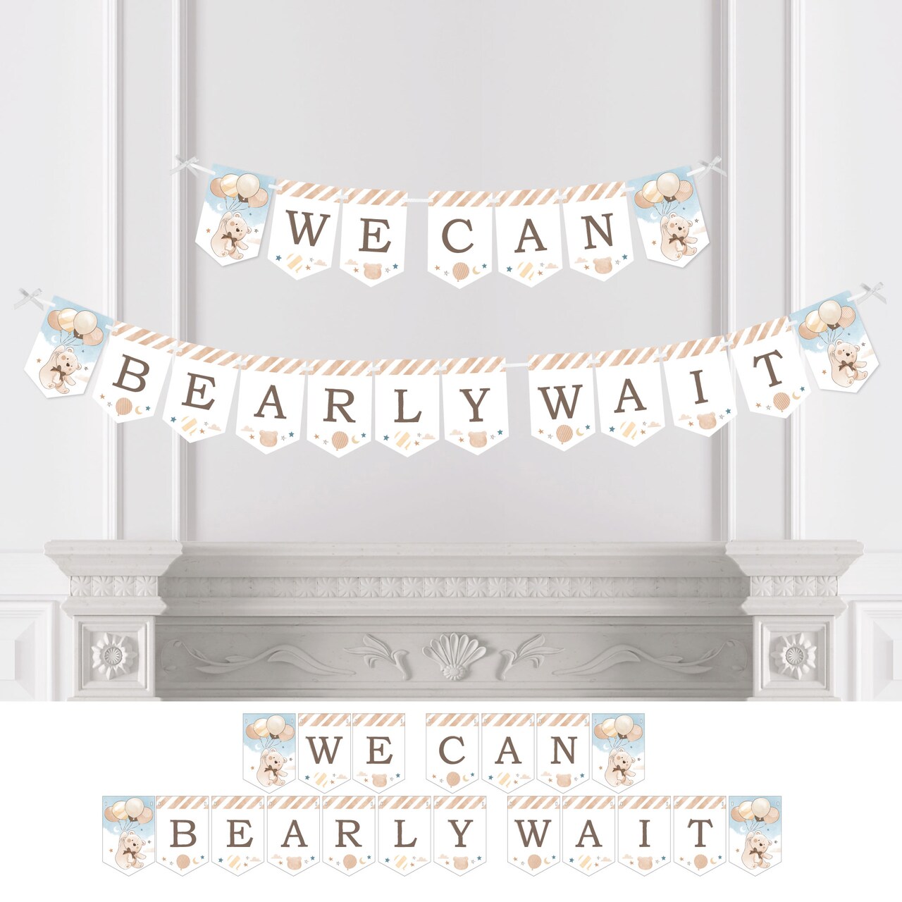 Big Dot of Happiness We Can Bearly Wait - Teddy Bear Baby Shower Bunting Banner - Party Decorations - We Can Bearly Wait
